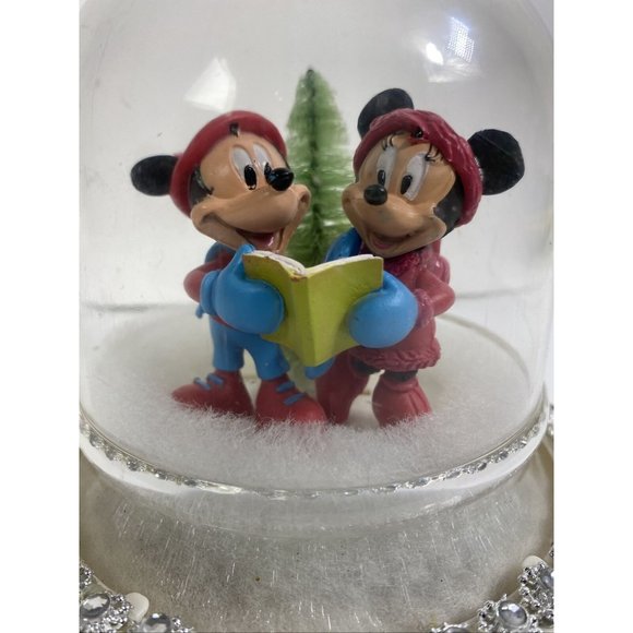 Disney MICKEY MINNIE MOUSE GEMMY MUSICAL LIGHTED GLOBE LIGHTS UP CAROLS CAROLING - Picture 2 of 13